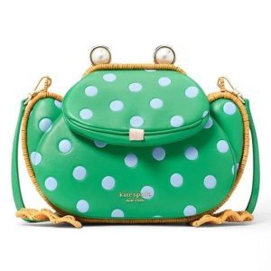 Kate Spade Lily Polka Dot Wicker 3D Frog Crossbody Bag