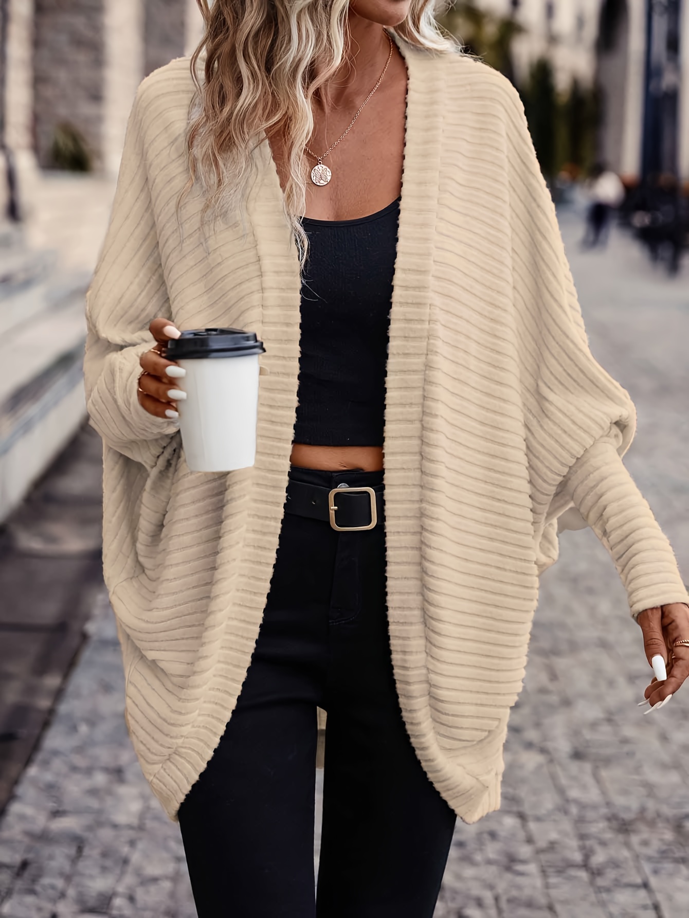 Women's Elegant Cardigan, Lightweight Chic Open Front Sweater, Stylish Knitwear for Everyday & Formal Outfits, Spring/Fall Transitional Layering Piece, Solid Color Design, Office Wear, Spring Fall Apparel