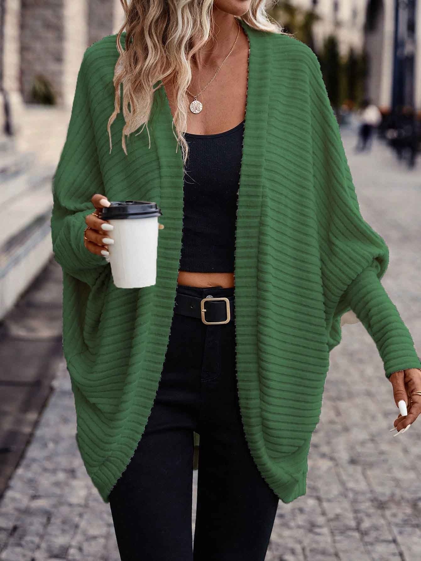 Women's Elegant Cardigan, Lightweight Chic Open Front Sweater, Stylish Knitwear for Everyday & Formal Outfits, Spring/Fall Transitional Layering Piece, Solid Color Design, Office Wear, Spring Fall Apparel - Image 4