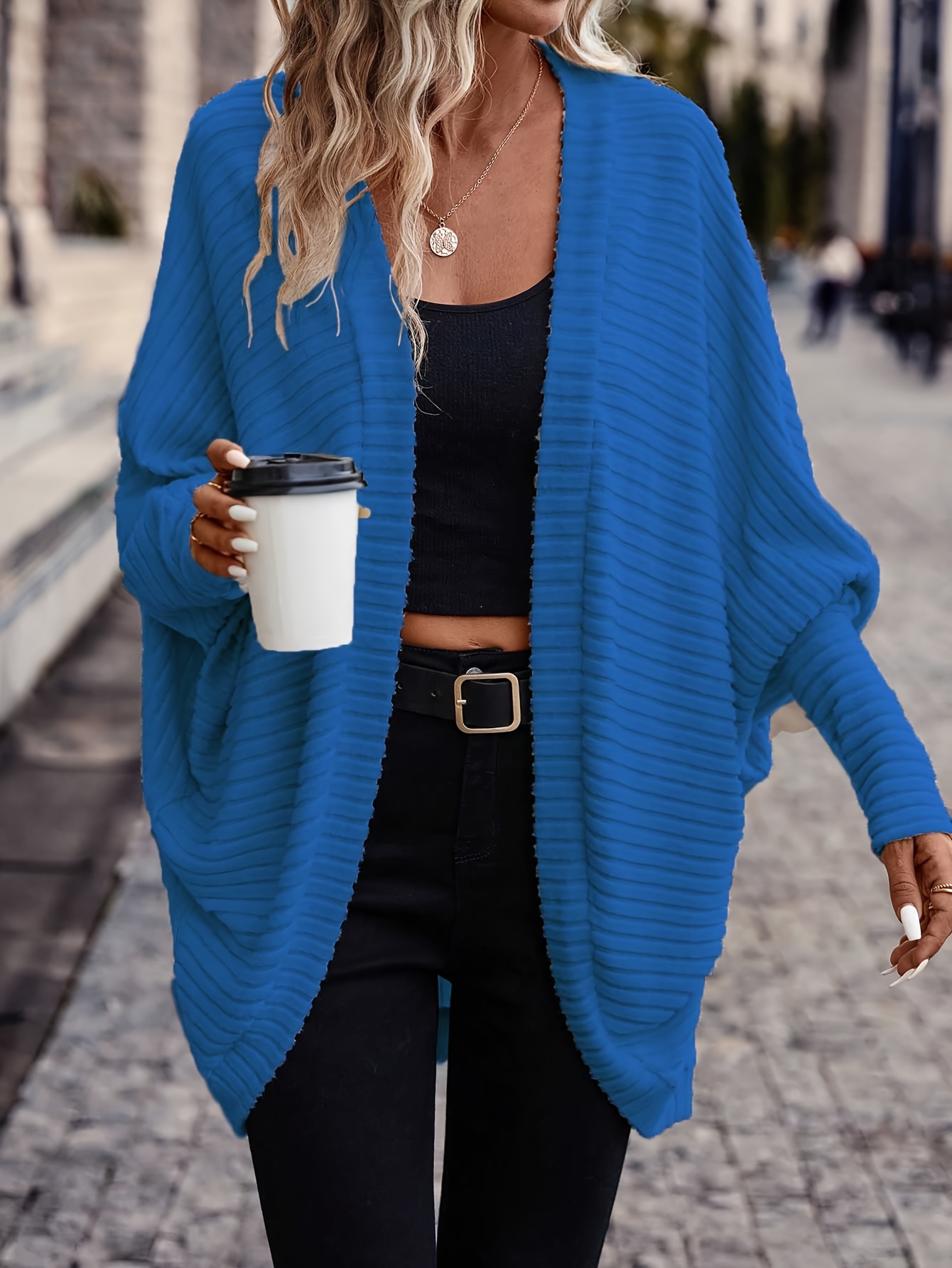 Women's Elegant Cardigan, Lightweight Chic Open Front Sweater, Stylish Knitwear for Everyday & Formal Outfits, Spring/Fall Transitional Layering Piece, Solid Color Design, Office Wear, Spring Fall Apparel - Image 6