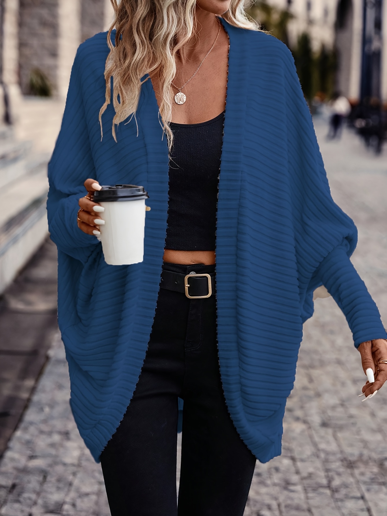 Women's Elegant Cardigan, Lightweight Chic Open Front Sweater, Stylish Knitwear for Everyday & Formal Outfits, Spring/Fall Transitional Layering Piece, Solid Color Design, Office Wear, Spring Fall Apparel - Image 5