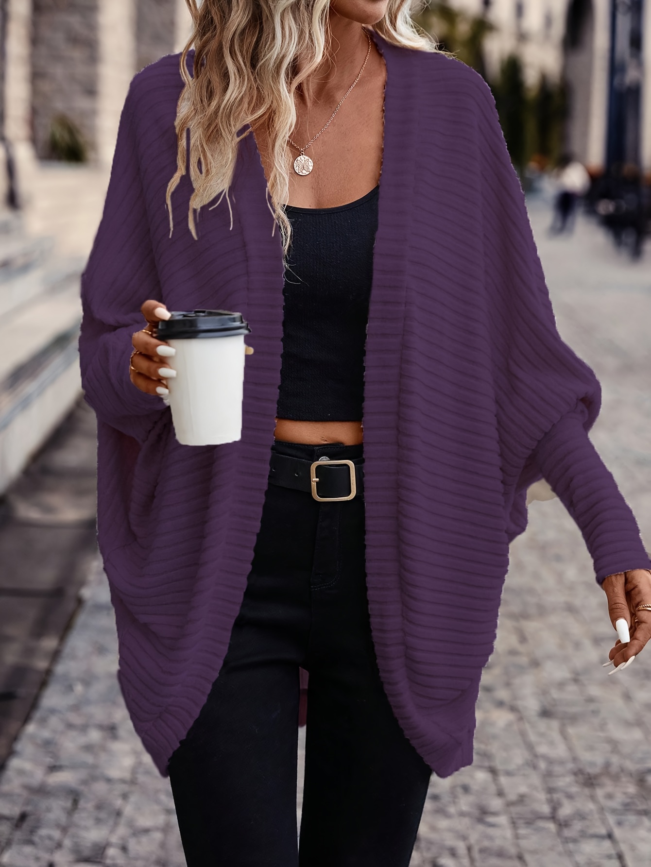 Women's Elegant Cardigan, Lightweight Chic Open Front Sweater, Stylish Knitwear for Everyday & Formal Outfits, Spring/Fall Transitional Layering Piece, Solid Color Design, Office Wear, Spring Fall Apparel - Image 2