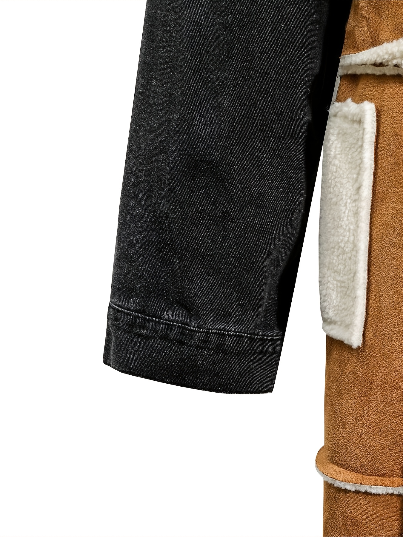 denim splicing jacket winter clothes, large lapel neck long thickened clothes. - Image 5