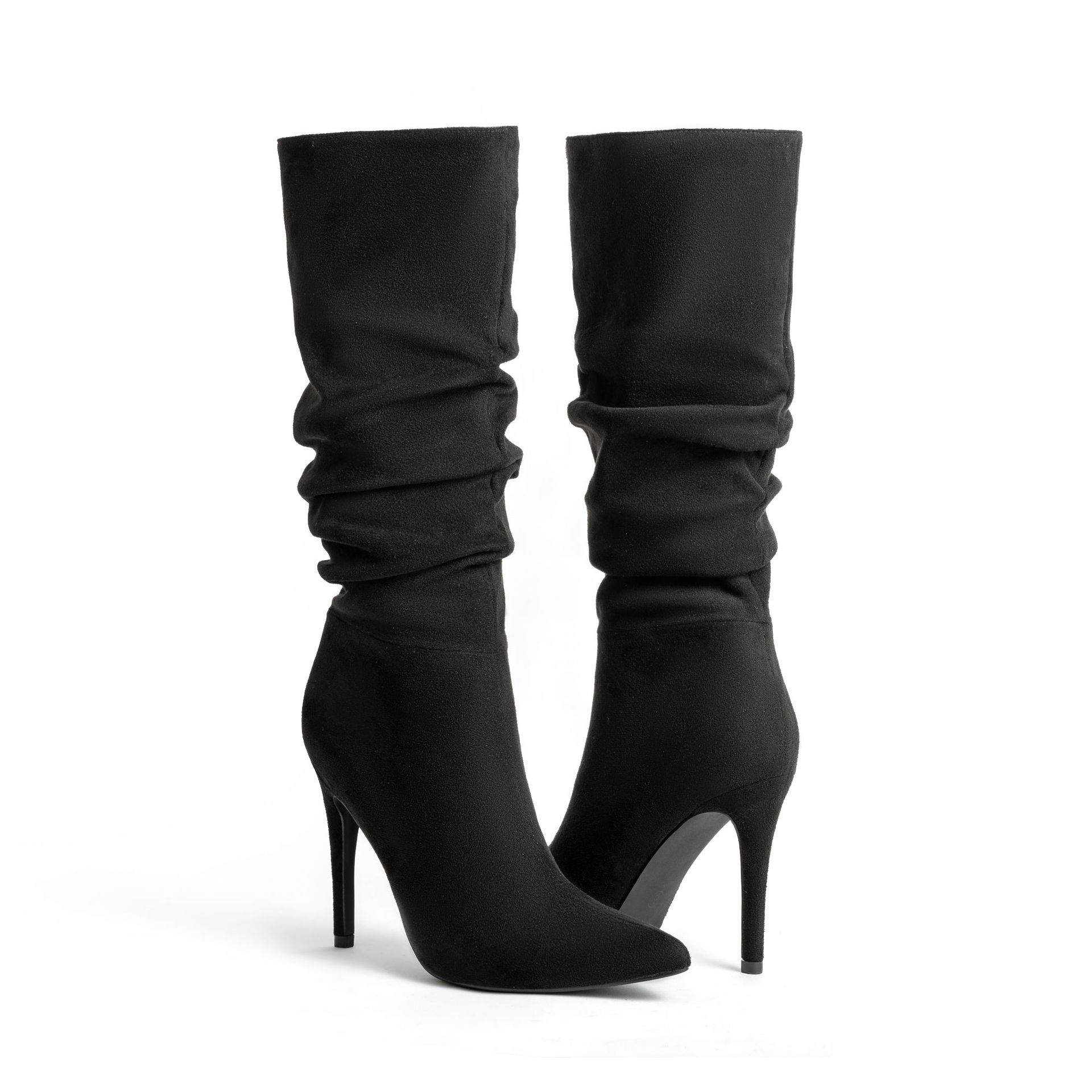 New Winter European and American Style Pointed High-Heeled Stiletto Over-the-Knee Boots | Wrinkled Boots, Fashionable Crumpled Design, Zipper Closure, Ultrahigh Heel - Image 6