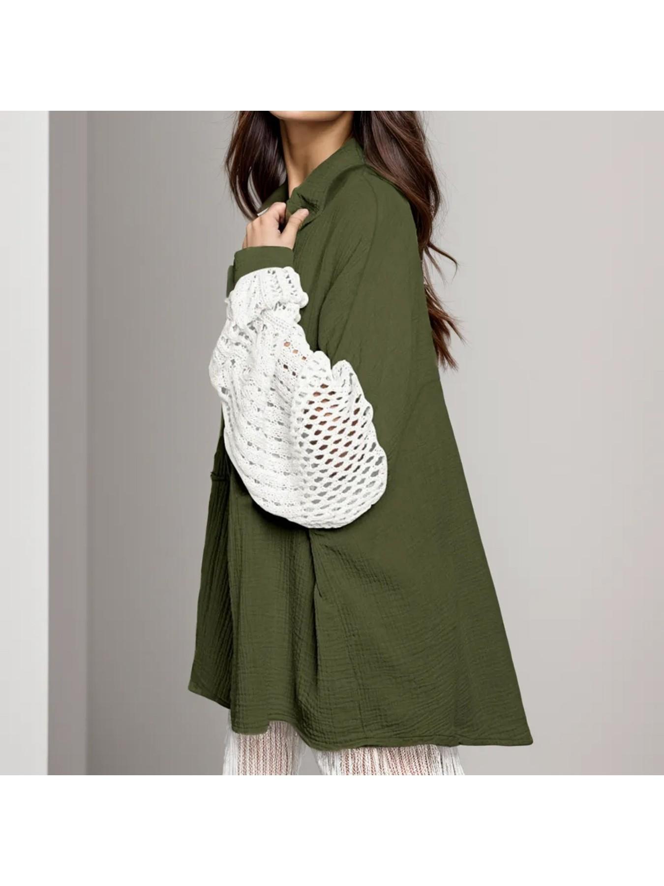 Women'S Long Sleeve Lace Detail Blouse with a Loose Fit - Image 2