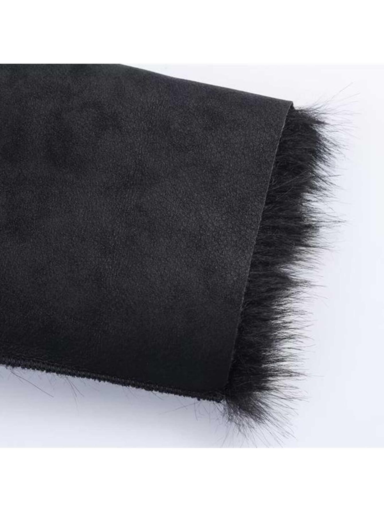 Women's Reversible Mid-Length Lapel Coat with Lapel Collar & Lapel Pocket - Long Sleeve Two-Way hailing Suitable for Fall/Winter, Machine Washable Outerwear (Black/Khaki) L M S - Image 9