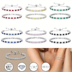 Zirconia Bracelet Set with Full Waterstones Plated K Fashion Design Tennis Bracelet Two-Pack, Jewelry, Bracelet, Bracelet Set, Bracelet Set For Women, Bracelet Set For Women Elegant, Bracelet Set For Women Luxury